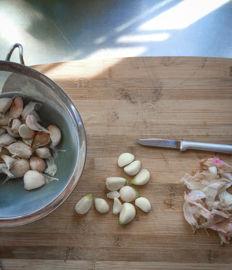 peeling garlic cloves