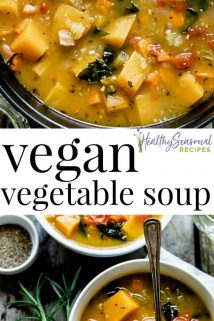 A dish is filled with Vegetable soup