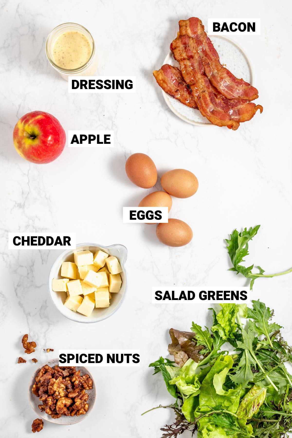 the ingredients spread out on a white surface with text overlay