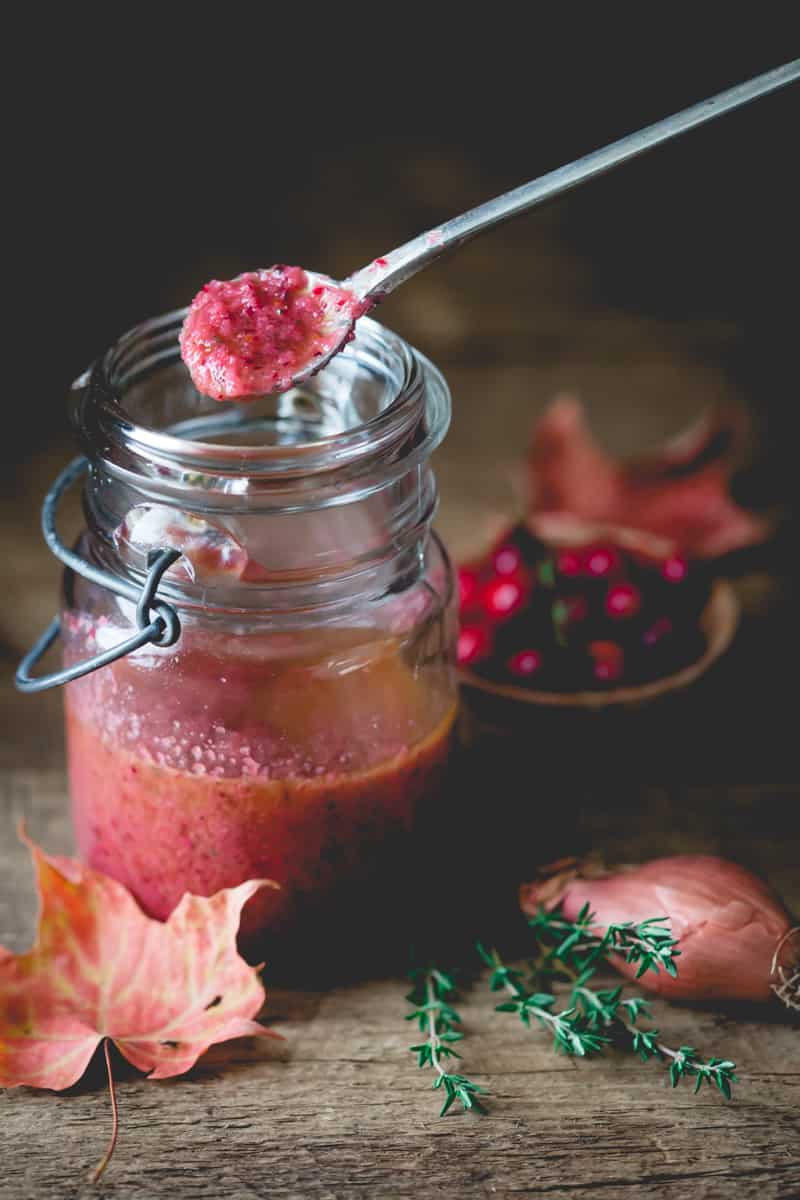 Cranberry Vinaigrette with a spoon
