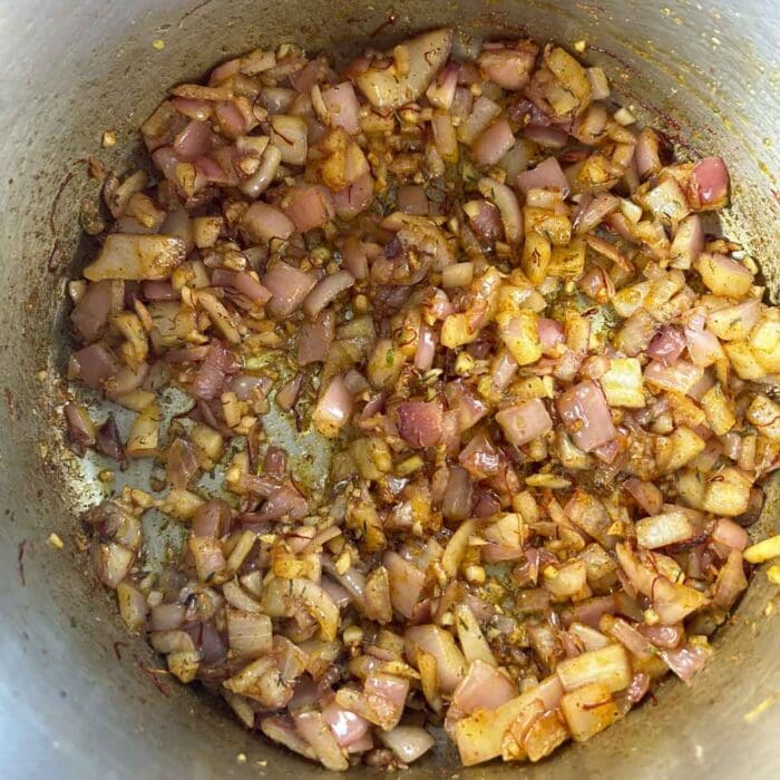 the onions with the spices cooked into the mixture