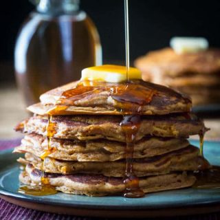 Healthy Whole-grain Gingerbread Apple Pancakes on Healthyseasonalrecipes.com