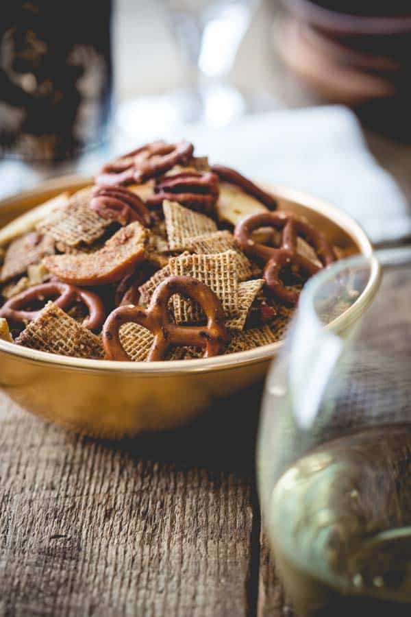 Brown Butter Maple Rum Party Mix recipe in a bowl