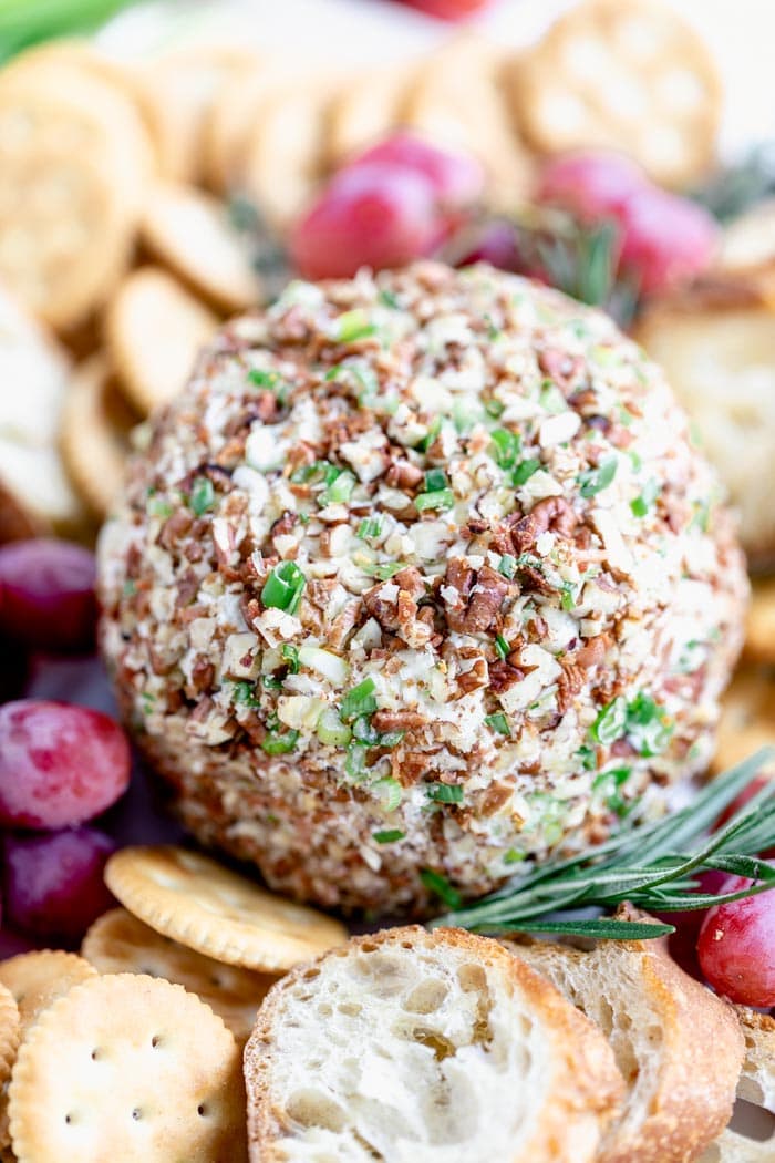close-up of the cheese ball