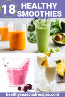 a collage of smoothie photos and text overlay