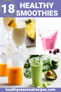 a collage of smoothie photos and text overlay