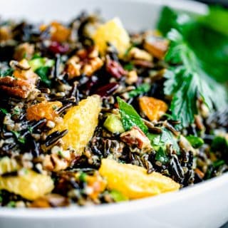 close up of wild rice salad
