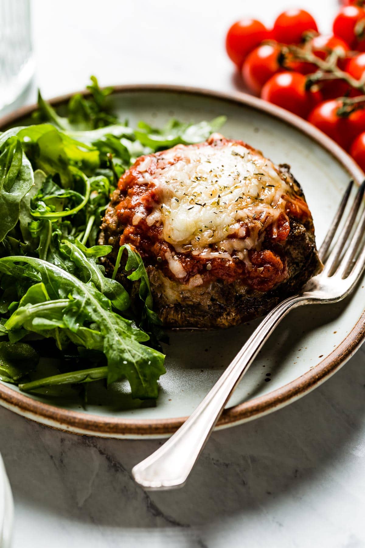 side view of stuffed mushrooms