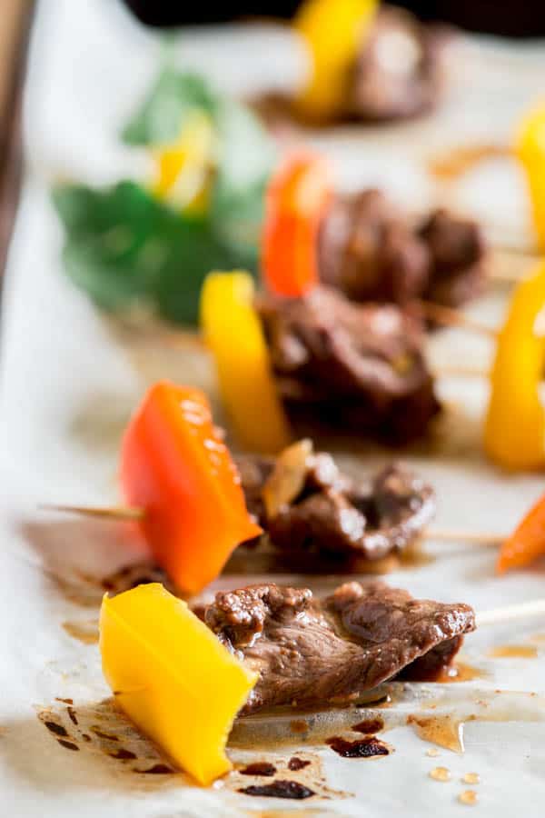 Mini Caribbean Spice Beef Kebabs on a plate