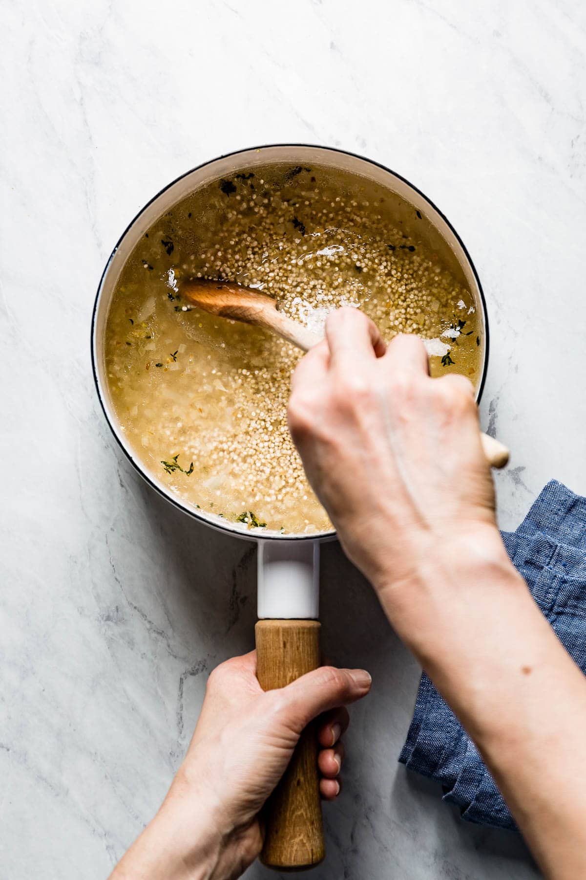 add the quinoa and water