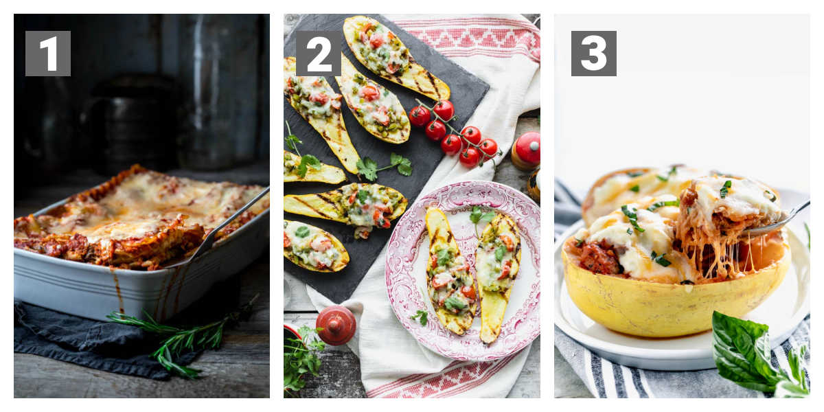lasagna, stuffed squash, stuffed spaghetti squash