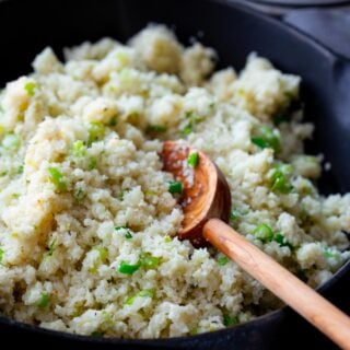 a close up of cauliflower rice