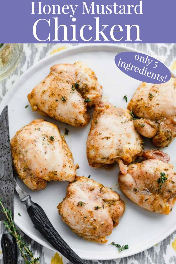 overhead of chicken on a platter with knife and fork with text overlay