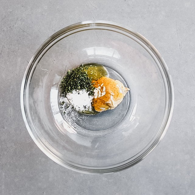 mustard, honey, thyme and salt in a large bowl