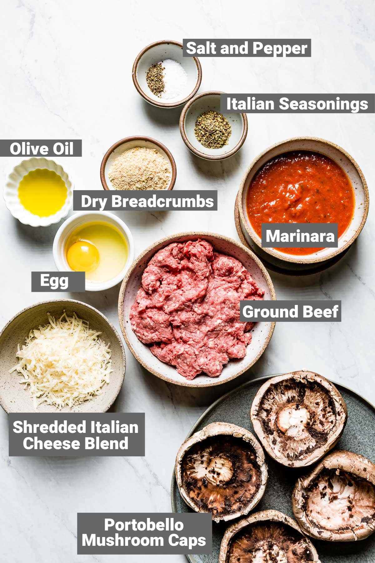 ingredients for stuffed portobellos