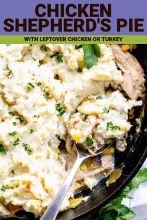 chicken shepherd's pie with text overlay