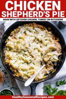chicken shepherd's pie with text overlay