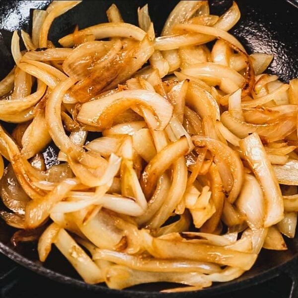 caramelized onions in a skillet
