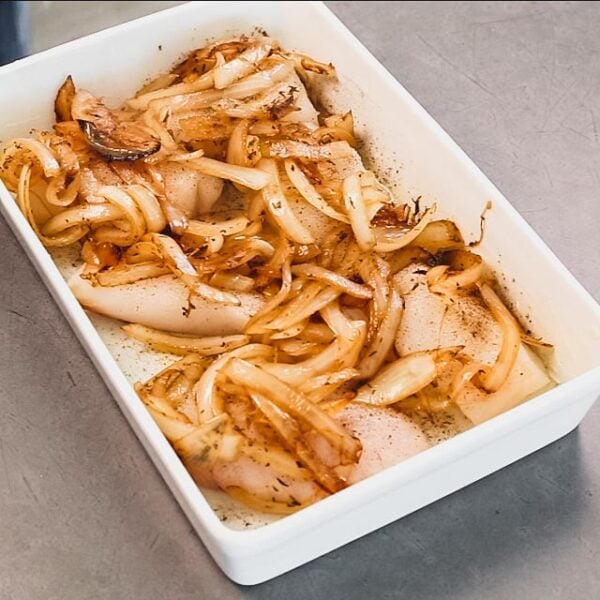 the onions on the fish
