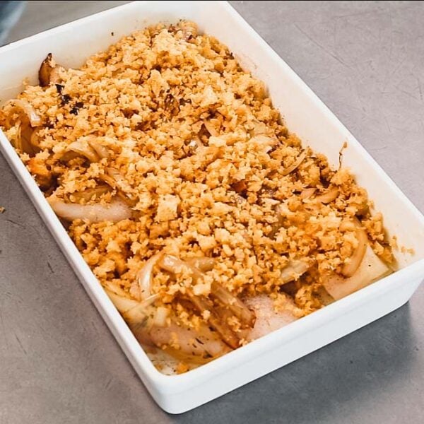 the breadcrumbs on top of the casserole