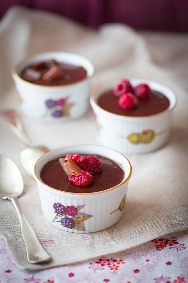 Skinny Chocolate Raspberry Pots de Creme | Healthy Seasonal Recipes