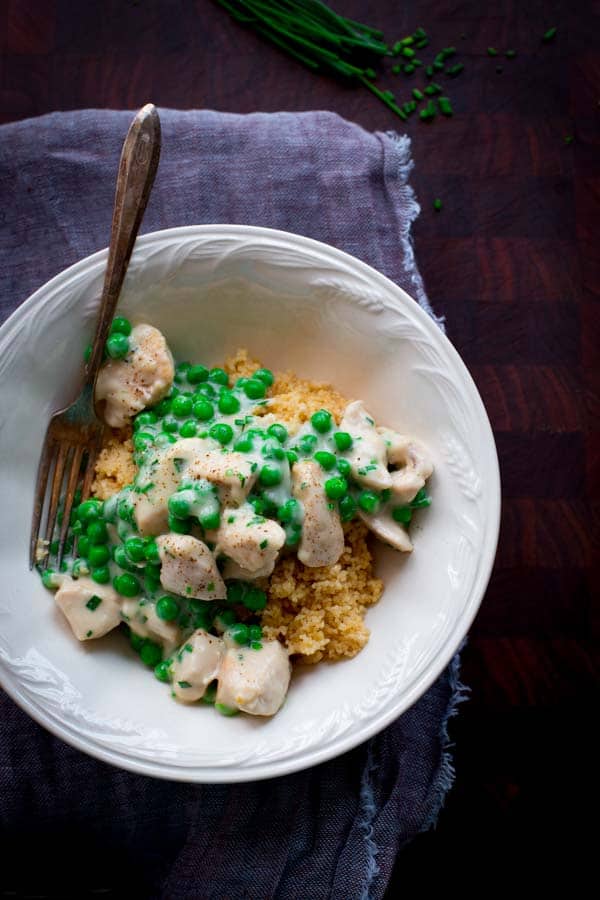 Creamy Chicken and Peas over couscous