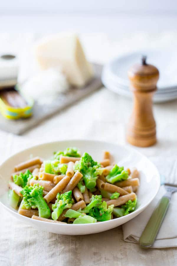 cauliflower anchovy pasta in a plate
