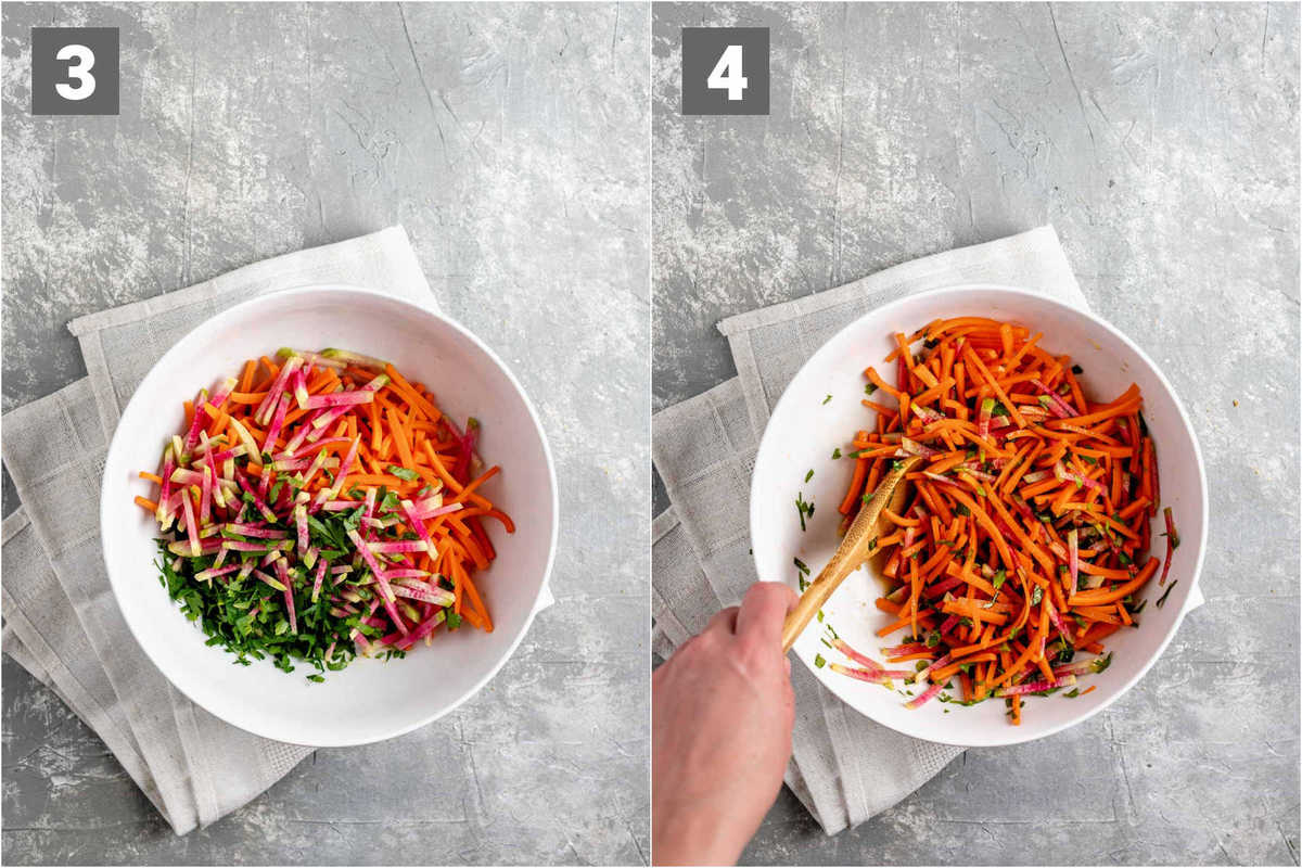 add the veggies and toss to coat