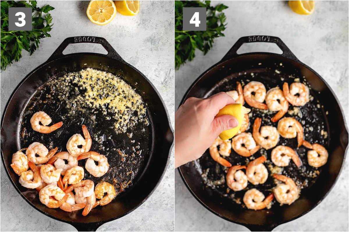 cook the garlic on the side of the pan