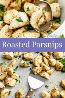a collage of roasted parsnip photos with text overlay