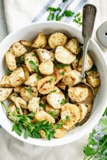 A bowl of roasted Parsnip