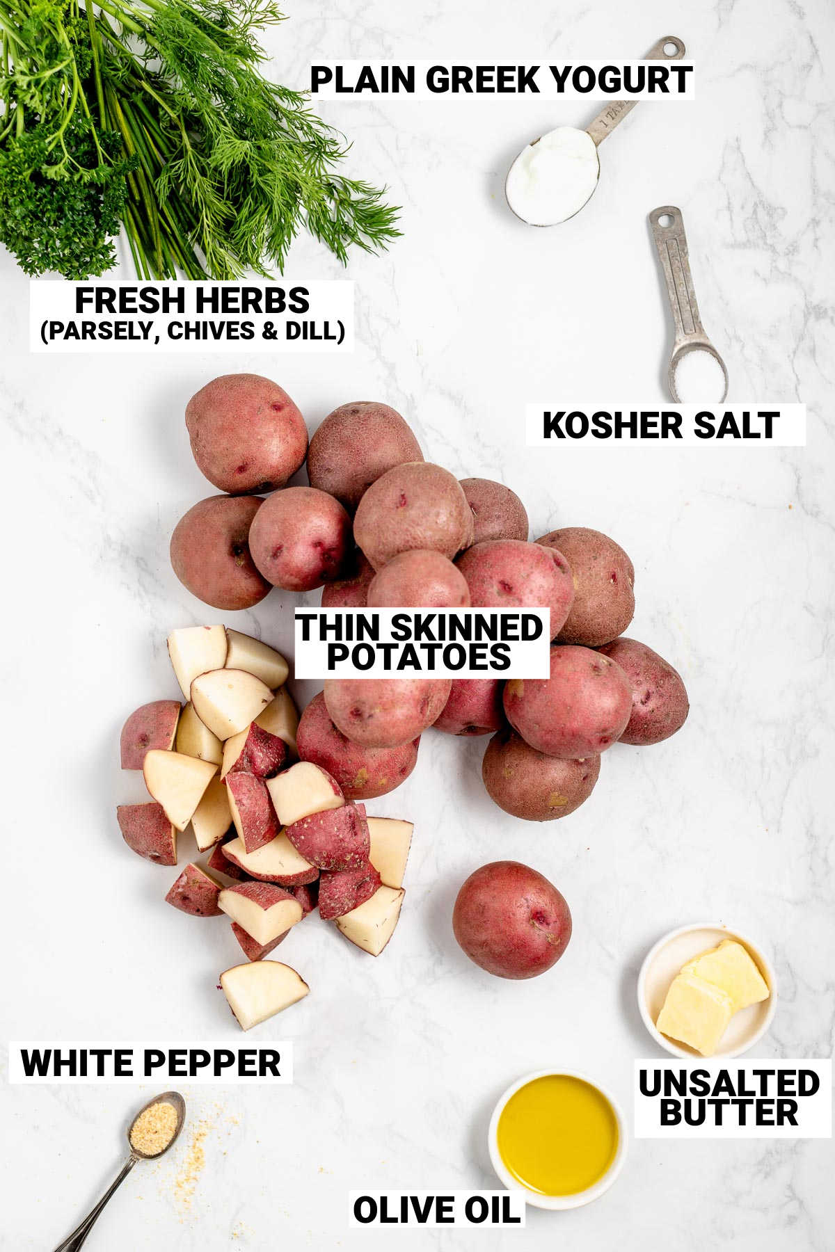 the ingredients on a white table with text overlay