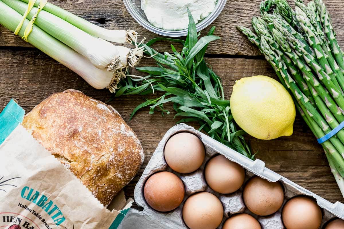 ingredients for asparagus panzanella