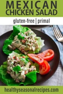 side angle lettuce cups with mexican chicken salad