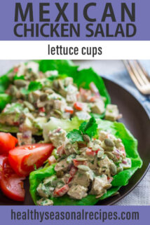 side angle lettuce cups with mexican chicken salad