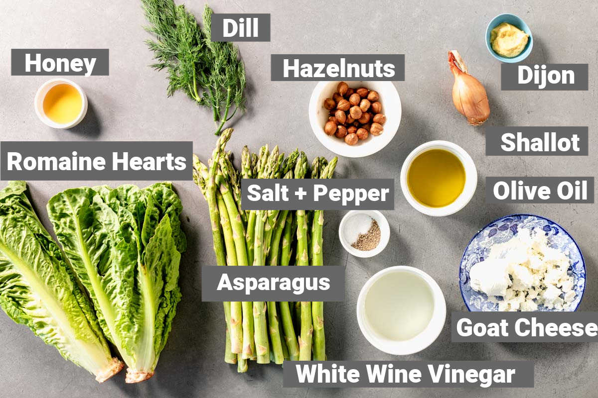 ingredients for shaved asparagus salad