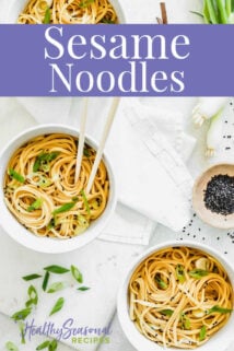 sesame noodles with text overlay