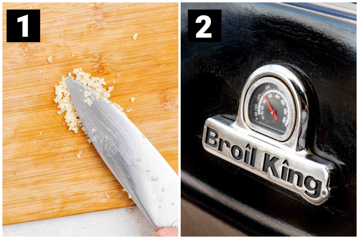 make garlic paste and preheat the grill