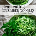 julienne-cut cucumbers photo collage with text