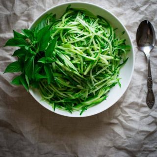 clean eating cucumber noodles with lemon basil on healthy seasonal recipes