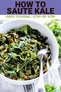 sauteed kale with text overlay