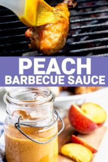 peach barbecue sauce brushed over chicken and then grilled