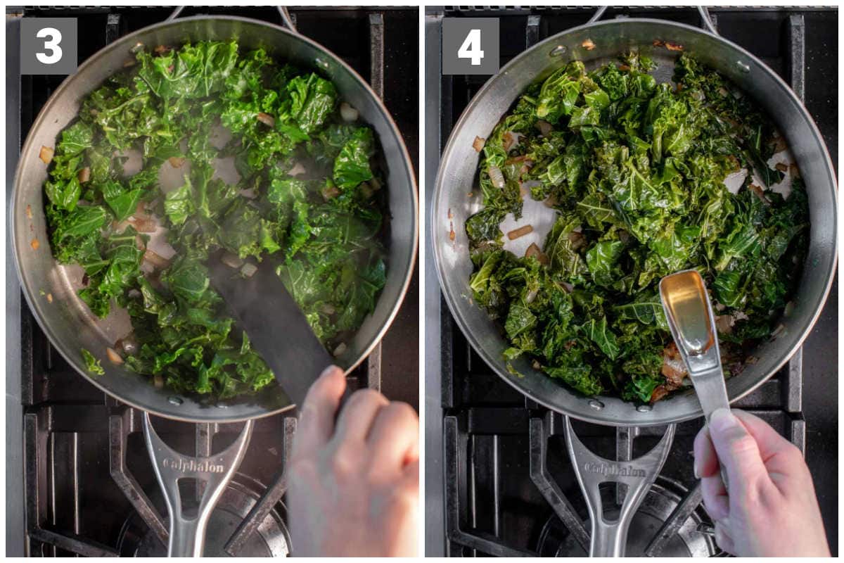 sauteed kale steps 3 and 4
