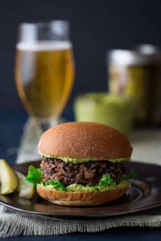 Black Bean Burgers with Green Tea Basil Aioli from the side