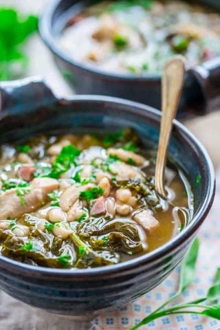 Slow Cooker White Bean Stew with Chicken and Ham {gluten-free and grain free} Healthy Seasonal Recipes