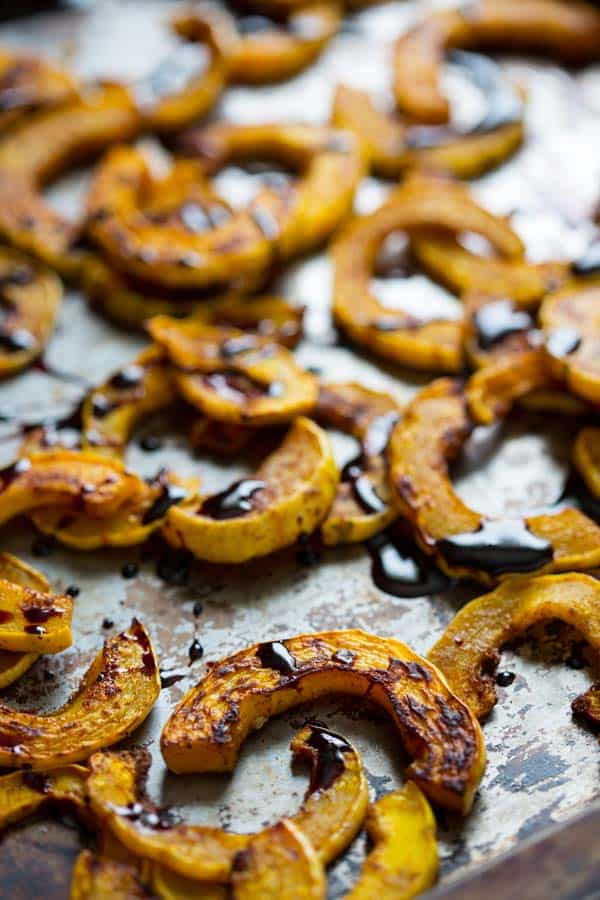 Roasted Delicata Squash on baking tray