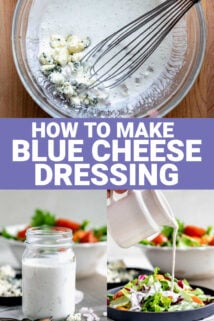 collage of blue cheese dressing photos with text overlay