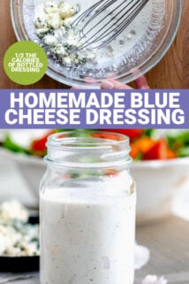 collage of blue cheese dressing photos with text overlay