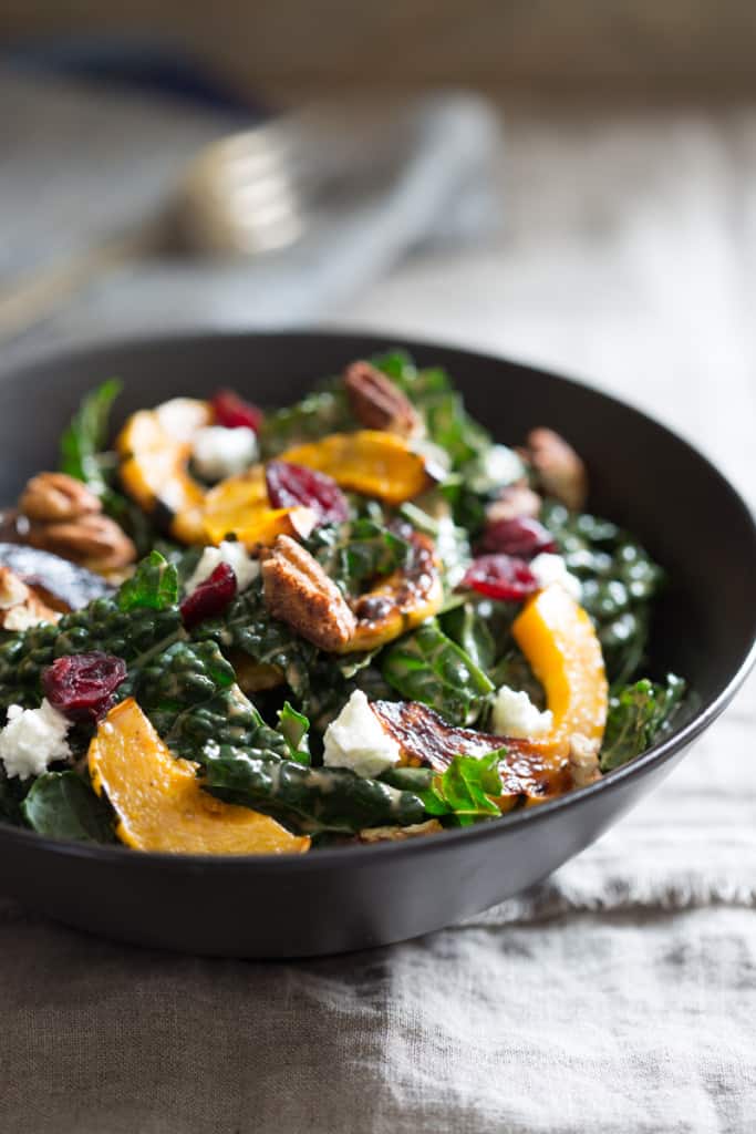a side angle of kale salad