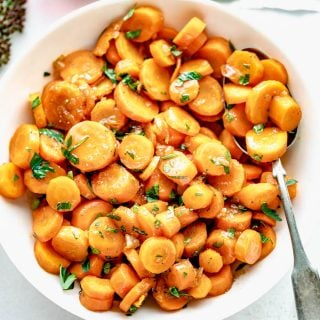 Glazed Carrots in a white bowl
